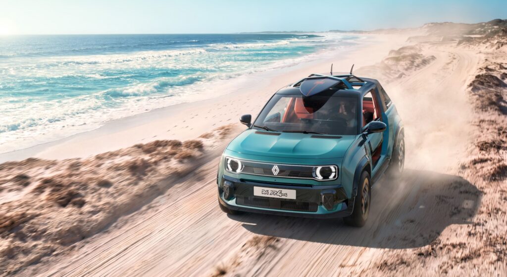 Helaas slechts een concept, Renault maakt het nog wat plezanter met 4 JP4x4